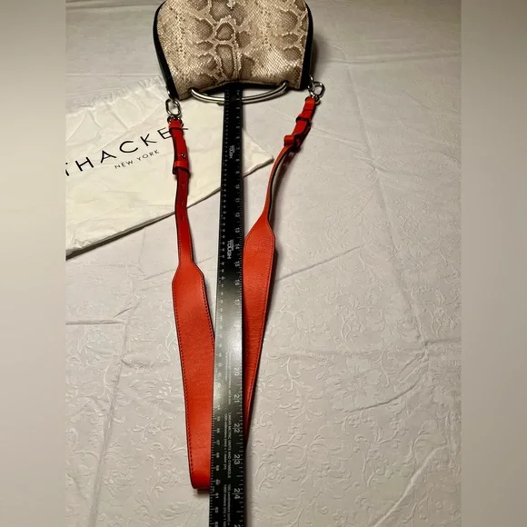 NWOT Thacker New York Snake Print Shoulder Bag - Black and Orange - Picture 5 of 15
